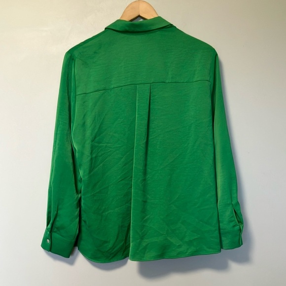 Zara Vibrant Green Button-Up Blouse - Picture 6 of 6